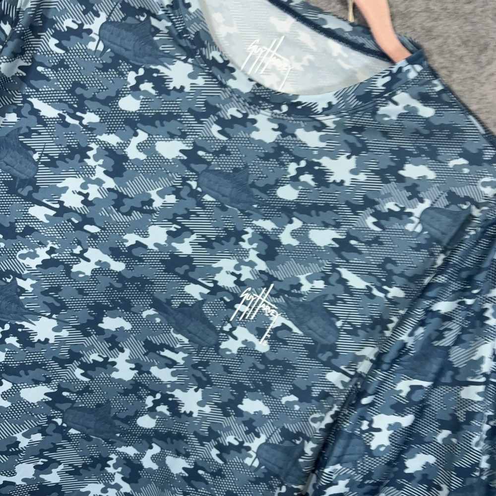 Guy Harvey Performance Fishing Shirt Mens Sz M Camo Fish Print